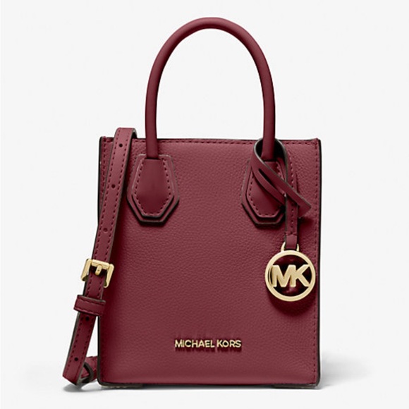 MICHAEL Michael Kors Handbags - MICHAEL Michael Kors, Mercer Extra-Small Pebbled Leather Crossbody Bag, Oxblood